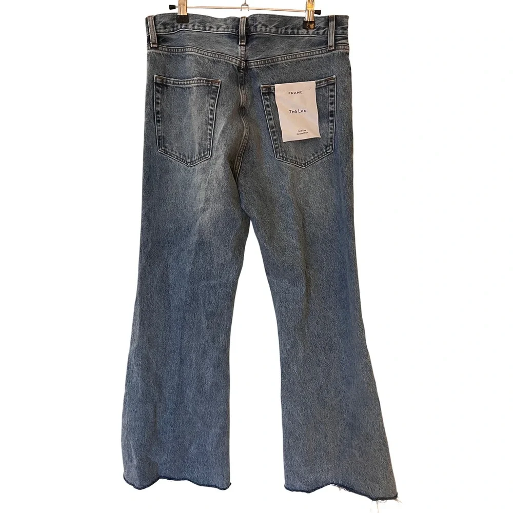 Frame The‎ Lax Mid-Rise Relaxed Flare Jeans Alderton Raw Fray Size 29 NWT NEW